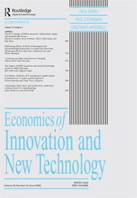 Cover image for Economics of Innovation and New Technology, Volume 33, Issue 4