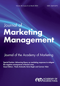 Cover image for Journal of Marketing Management, Volume 40, Issue 3-4