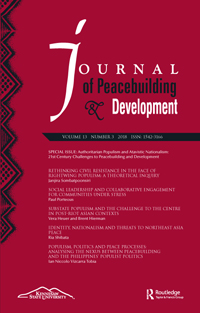 Cover image for Journal of Peacebuilding &amp; Development, Volume 13, Issue 3