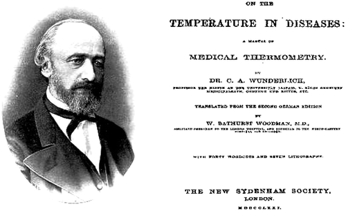 Figure 2 Dr Carl Wunderlich and the title page of his translated thesis.