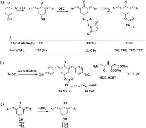 Scheme 1. Synthesis of bis(benzylidene)cyclohexanone inhibitors.