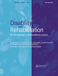 Cover image for Disability and Rehabilitation, Volume 41, Issue 5, 2019