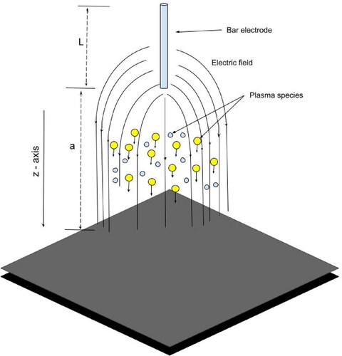 Figure 7. The scheme of one tip electrode of the corona plasma treatment.