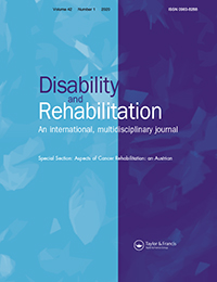 Cover image for Disability and Rehabilitation, Volume 42, Issue 1, 2020