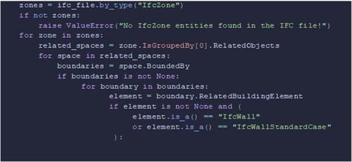 Figure 5. Sample code for extracting context from walls.