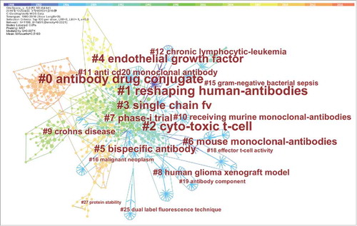 Figure 1. The landscape of mAb (a document co-citation network).
