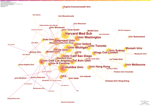 Figure 3 The knowledge map of institutional cooperation network.