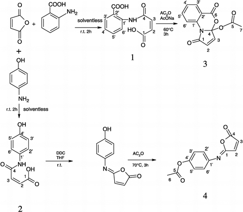 Scheme 1 Synthesis of arylderivatives 1, 2, 3 and 4.
