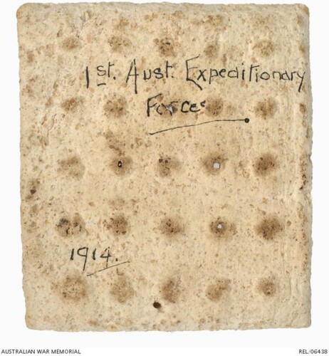 FIGURE 4. Hardtack as declaration of ownership, created by 1st Aust. expeditionary forces, 1914.Source: Australian War Memorial, REL/11968.