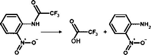 Figure 1 Hydrolysis of o-NTFNAC to produce trifluoroacetic acid and o-nitroaniline.