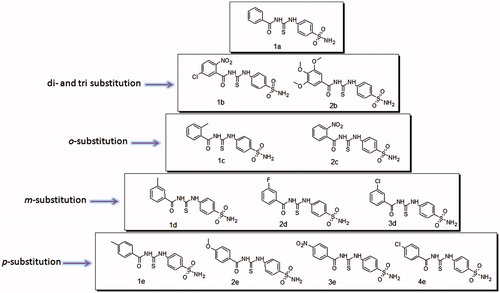 Scheme 1. Structures of thiourea derived sulfonamide based inhibitors of bCA II.