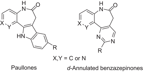 Figure 1.  Basic structure of paullones and d-annulated benzazepinones.