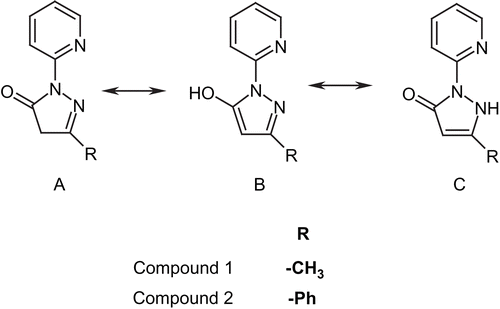 Scheme 2. Tautomeric forms of compounds 1 and 2.