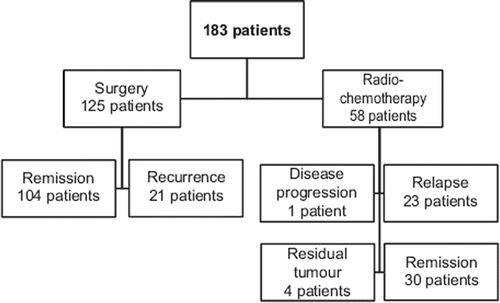 Figure 2. The studied patient group divided by treatment and outcome.