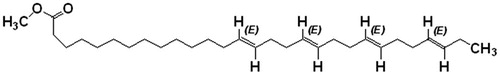 Figure 1. Structure of (14E, 18E, 22E, 26E)-methyl nonacosa-14, 18, 22, 26 tetraenoate.