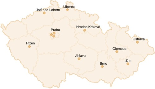 Figure 2 The twelve participating centers in the Czech Republic.