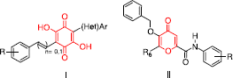 Figure 2 Structure of benzoquinones I and pyranones II.