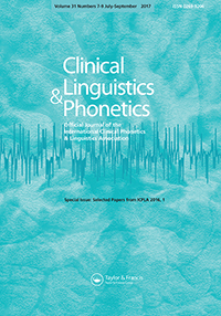 Cover image for Clinical Linguistics & Phonetics, Volume 31, Issue 7-9, 2017