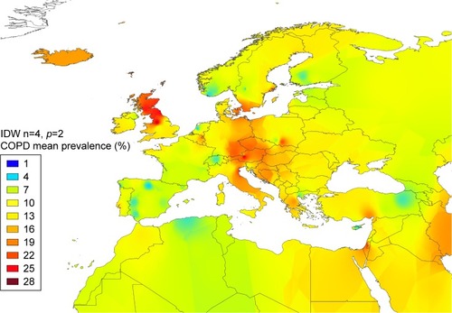Figure 3 COPD mean prevalence in Europe.
