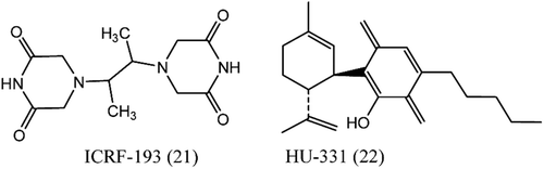 Figure 6.  Structure of ICRF-193 (bisdioxopiperazine) and HU-331.