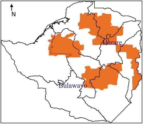Figure 2. Distribution of U. kirkiana fruits in Zimbabwe
