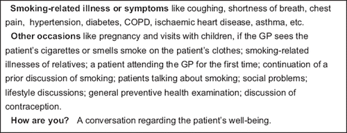 Figure 2. Relevance criteria for smoking cessation advice.