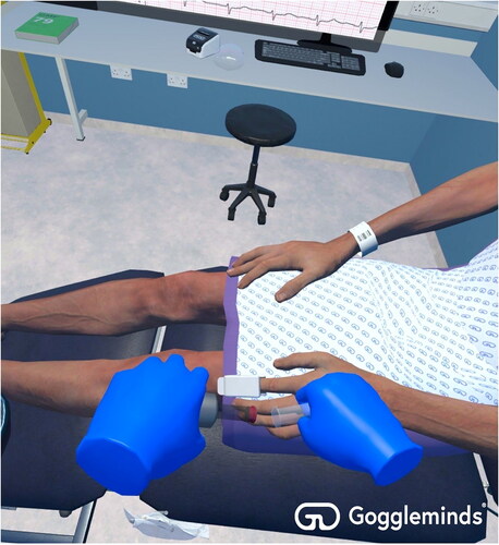 Figure 4. Virtual reality image of venepucture on a patient.