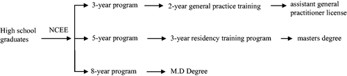 Figure 1. Varying ways to enter the medical profession in China.