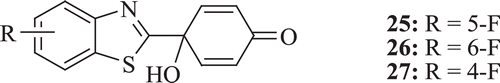 Figure 5.  Chemical structure of fluorinated benzothiazole-substituted-4-hydroxycyclohexa-2,5-dienones.