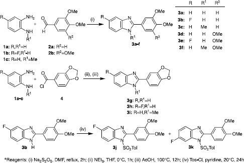 Scheme 1 Synthesis of 2-phenylbenzimidazole products 3a-k.