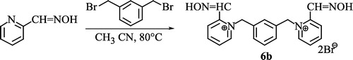 Scheme 4 Synthesis of 2,2′-bis(hydroxyiminomethyl)-1,1′-(1,3-phenylenedimethyl)-bispyridinium dibromide.