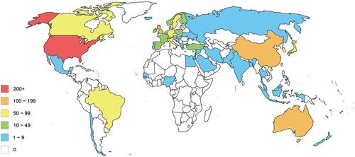 Figure 4 World map of total country outputs.