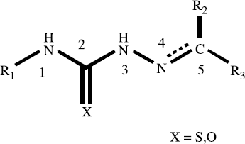 Figure 1.  General scaffold of thiosemicarbazone and semicarbazone derivatives.
