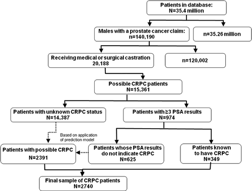 Figure 1. Patient identification. PSA, prostrate-specific antigen; CRPC, castration-resistant prostate cancer.