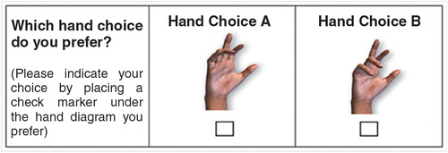Figure 1. Sample DCE question for pairwise hand comparisons.