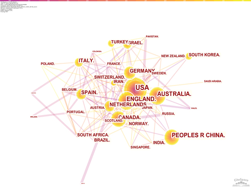Figure 2 The knowledge map of national cooperation network.