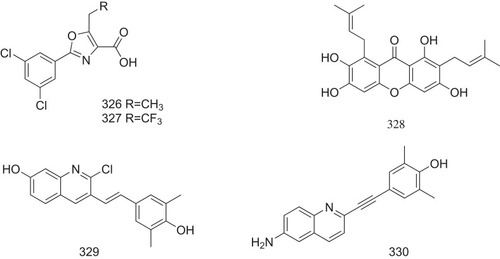 Figure 18 Structures of oxazoles, γ-Mangostin, and quinolone derivatives.
