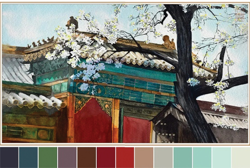 Figure 5. Application of Chinese traditional color in painting.