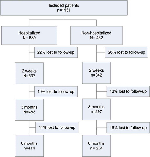 Figure 1. Flow schedule of follow-up for hospitalized and non-hospitalized patients.