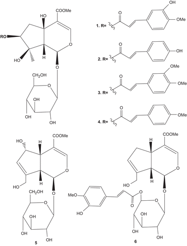Figure 1.  Structures of known compounds 1–6.