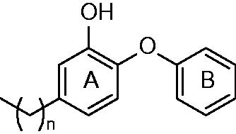 Figure 3. General structure of diphenyl ethers (1–6) published by Sullivan et al.; n = 1,3–5,7,13.