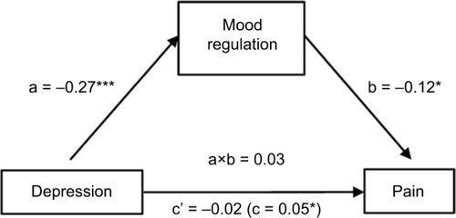 Figure 1 Mood regulation as a mediator of the relationship between depression and pain.