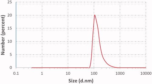 Figure 4. Particle size distribution of optimum formulation F3.