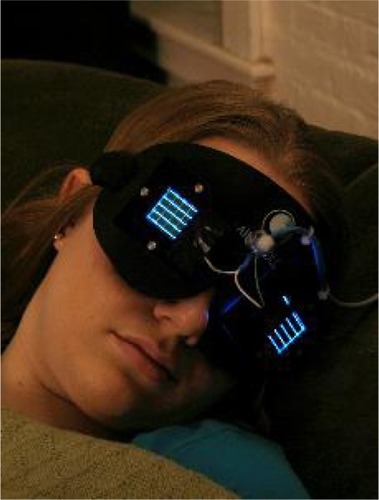 Figure 2 Flashing blue light mask used by older adults living at home.