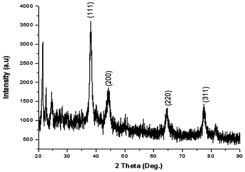 Figure 3. X-ray diffraction patterns of synthesized Au NPs.