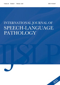 Cover image for International Journal of Speech-Language Pathology, Volume 26, Issue 1, 2024