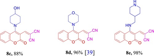 Figure 1. Chemical structures of the prepared methylene malononitrile derivatives 8c–e.