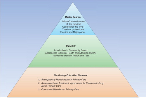 Figure 5 Educational pyramid for mental health and addiction in primary healthcare.