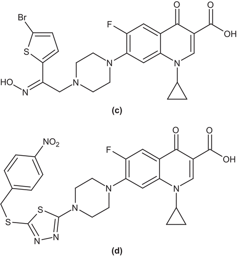 Figure 4.  Ciprofloxacin derivatives (c) and (d).