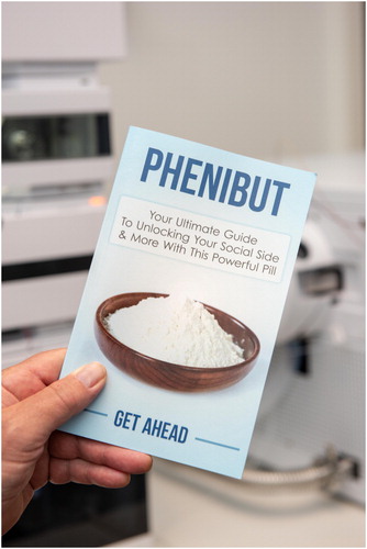 Figure 2. Authors’ copy of the book “Phenibut: Your ultimate guide to unlocking your social side & more with this powerful pill” from 2014 (no author). Original photograph.
